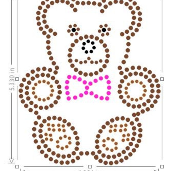 Teddy Bear Rhinestone Pattern Transter SVG Fichier de téléchargement instantané, Modèle de strass, Silhouette Studio DE File