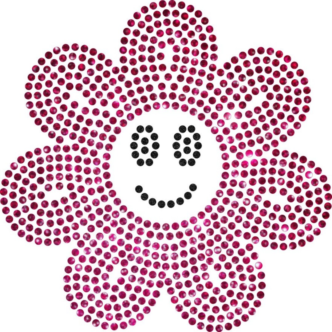 SVG Rhinestones File Flower Happy Face Transfer Instant Download File ...