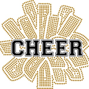 SVG-hotfix strass pom pom met cheer glitter HTV-sjabloon Instant download SVG-bestand, ss10 strass-sjabloon