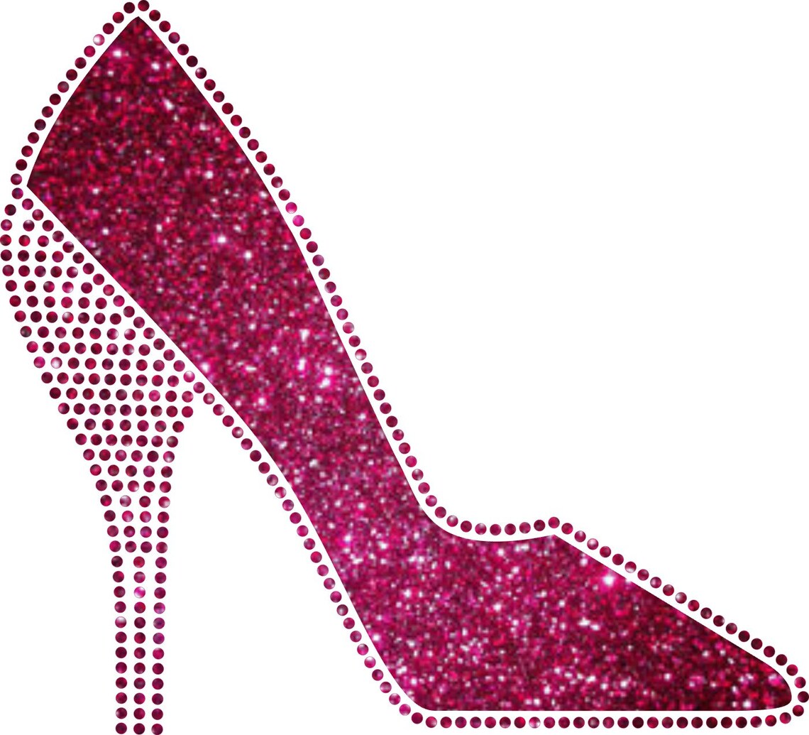 High Heel Shoe Glitter HTV and Rhinestones Pattern Transfer Etsy
