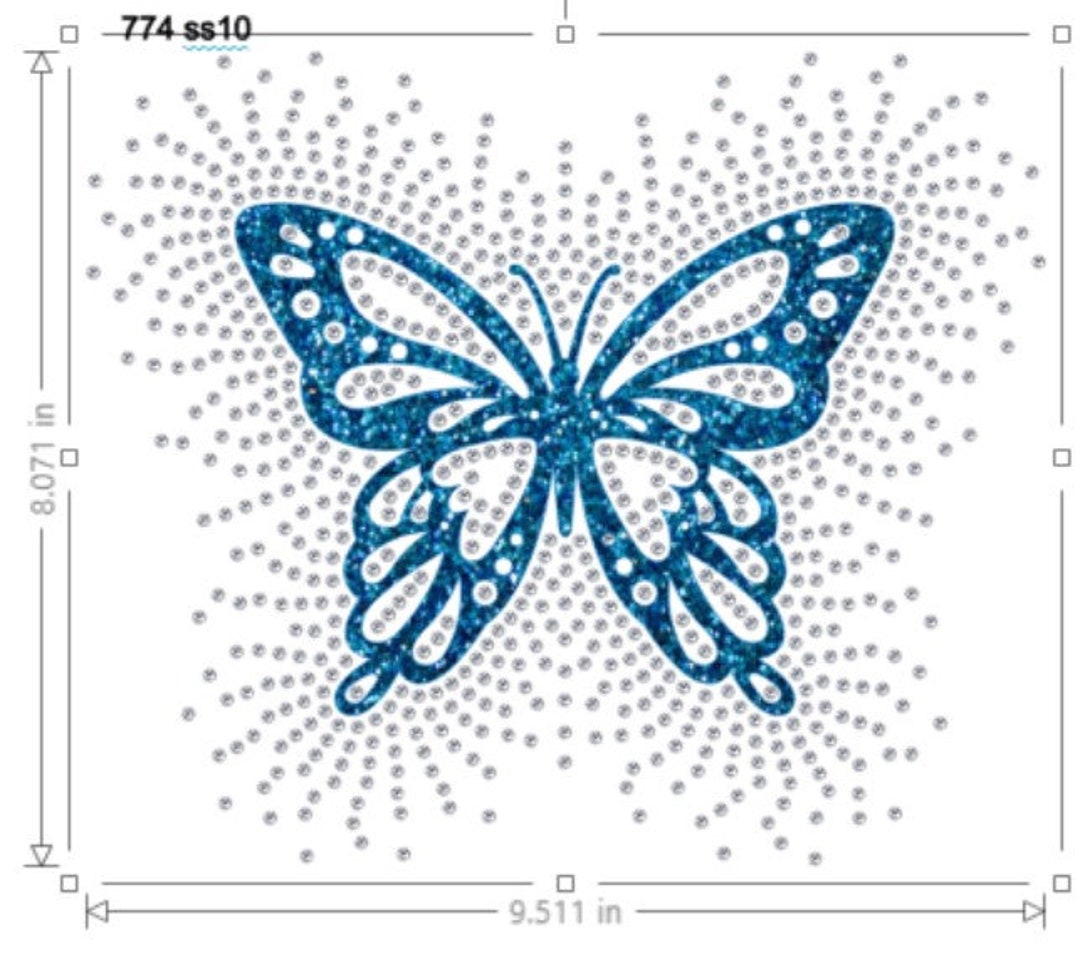 SVG Hotfix Rhinestones Butterfly Scattered Pattern Glitter HTV Cheer ...