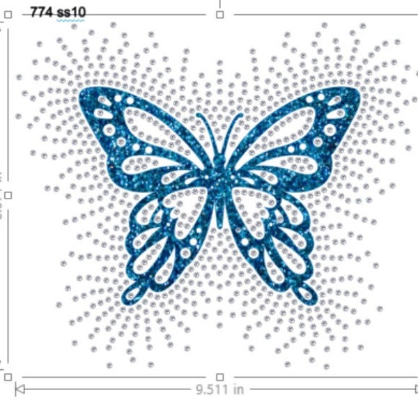 SVG Hotfix strass papillon épars motif paillettes HTV Cheer transfert Téléchargement instantané fichier SVG, modèle de strass ss10