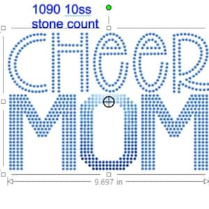 SVG Rhinestones Cheer Mom Template Pattern Transfer Instant Download SVG File, ss10 Rhinestone Template