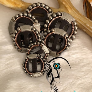 Handmade Rust with Nickel Spots and Copper Rope Accent Slotted-3 sizes, 1&quot;, 1.25&quot; & 1.5&quot;