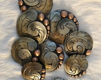 Handmade Feather Swirl Satin Chicago Back Conchos-each sold separately