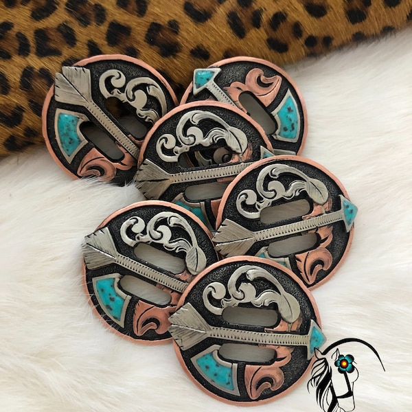 Handmade Round Arrow Slotted Conchos-1", 1.25" & 1.5"-each concho sold separately