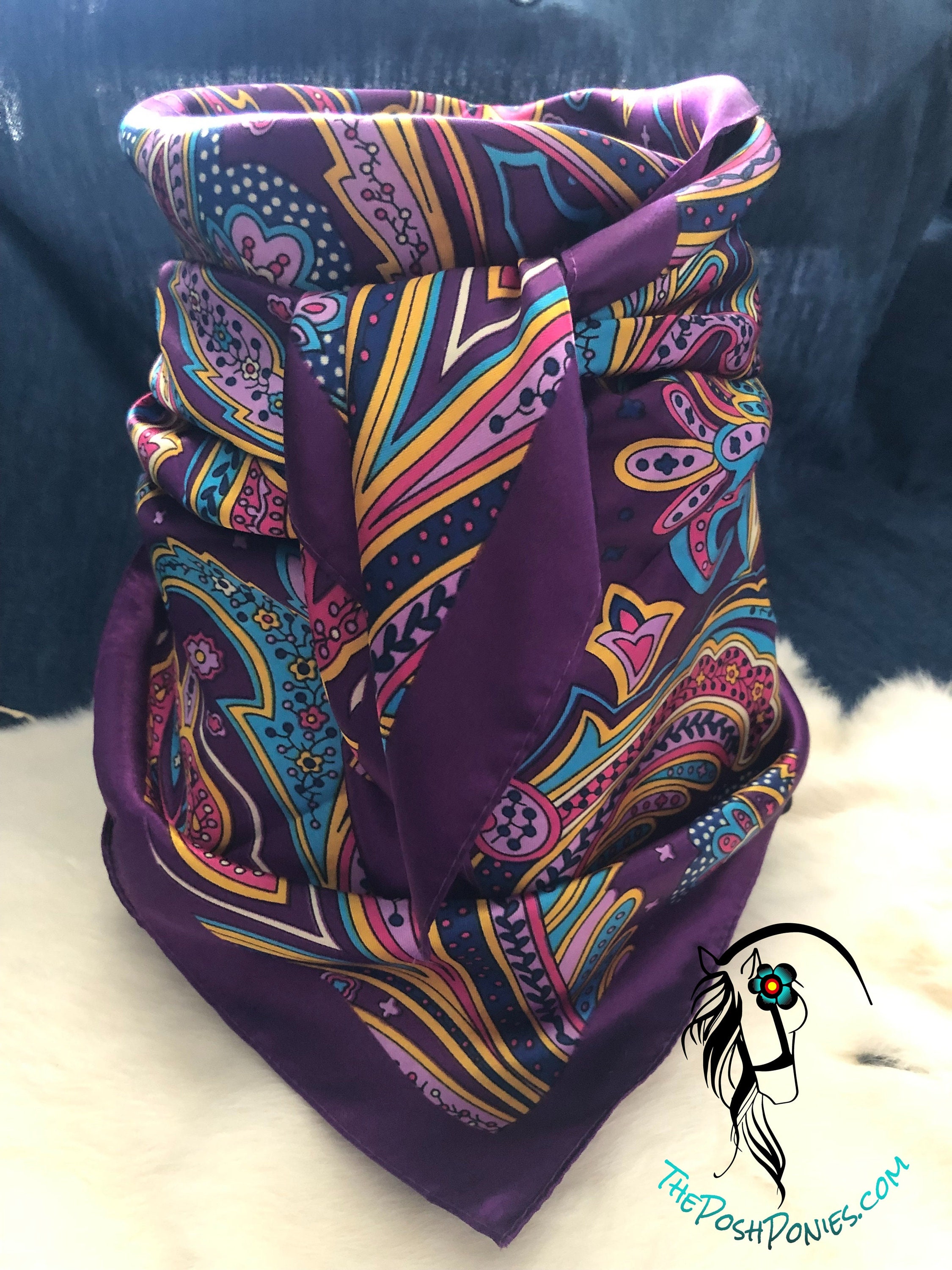 Purple Rag Design Purple Colorful Paisley Wild Rag 35 X 35 - Etsy