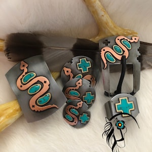 Handmade Copper Snake Collection-Conchos 1&quot;, 1.25&quot;, 1.5&quot; & 2 styles 3/4&quot; buckles-each piece sold separate