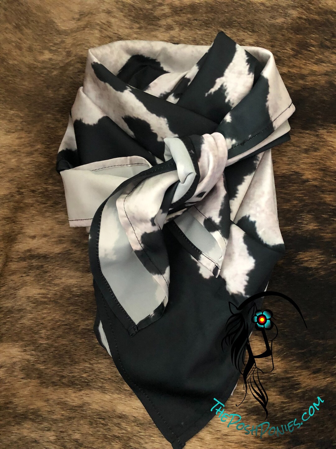 Large Black Cow Spot Splatter Wild Rag 35 X 35 - Etsy