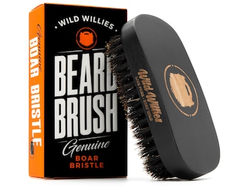 Wild Willies Beard Brush For Men. With Natural Boar Bristles for Professional Beard and Mustache Grooming.