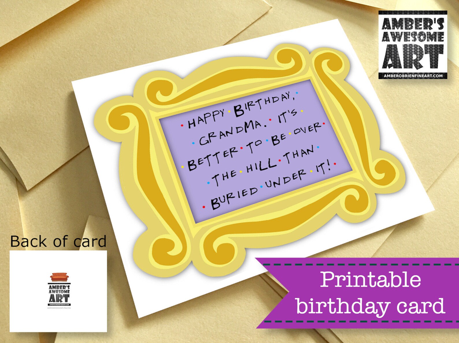 Over the Hill Birthday Card Friends Tv Show Card Happy - Etsy