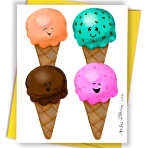 Summer Treats Card, ice cream birthday card, sweet birthday card