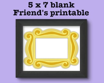 Friends 5x7 blank card, place cards printables, friends yellow frame, Friends decorations, Friends birthday, Friends food cards, friend sign