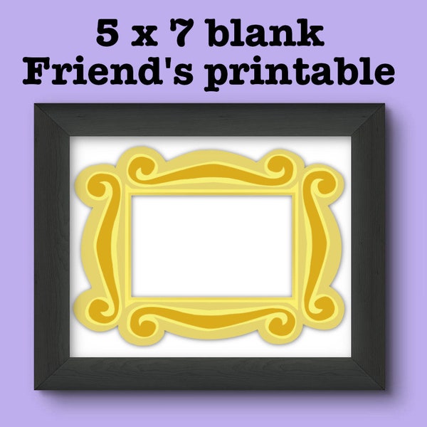 Friends 5x7 blank card, place cards printables, friends yellow frame, Friends decorations, Friends birthday, Friends food cards, friend sign