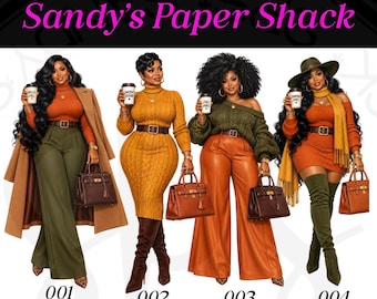 Black Woman Planner Stickers, African American Fashion Stickers, Sassy Divas Girls; Kalisha Fall Collection