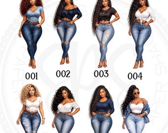 Alexis Sassy Divas Stickers, Curvy Fashion Planner Journal Art (Approx. 4" Height)