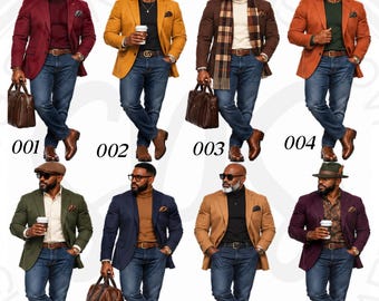 Mature Black Men with Blazer and Jeans Planner Stickers