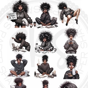 Adesivos engraçados de garotas desleixadas, garotas negras excêntricas