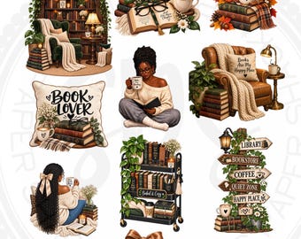 Alexis Loves to Read Book Stickers, Black Woman Reading Planner Stickers, Book Lover Journal Decor, Cozy Reader Stickers