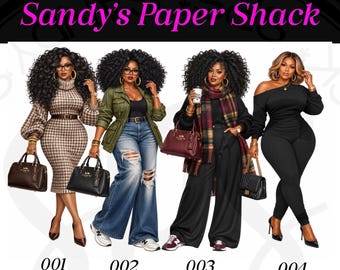 Black  Women in Curvy and  Winter Fashion Stickers, Emily Sassy Diva