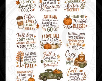Fall & Winter Quote Stickers, Seasonal Planner Stickers, Autumn Cozy Quotes, Winter Planner Stickers