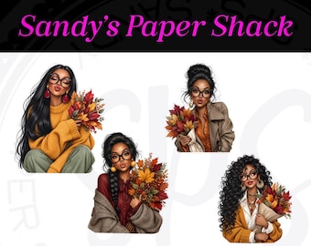 Fall Black Woman Stickers, Black Fall Girls Fashion, Autumn Ladies