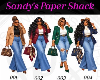 Mature Black Women Planner, Curvy African American Women, Sassy Fashion Divas, Girl Journal Stickers
