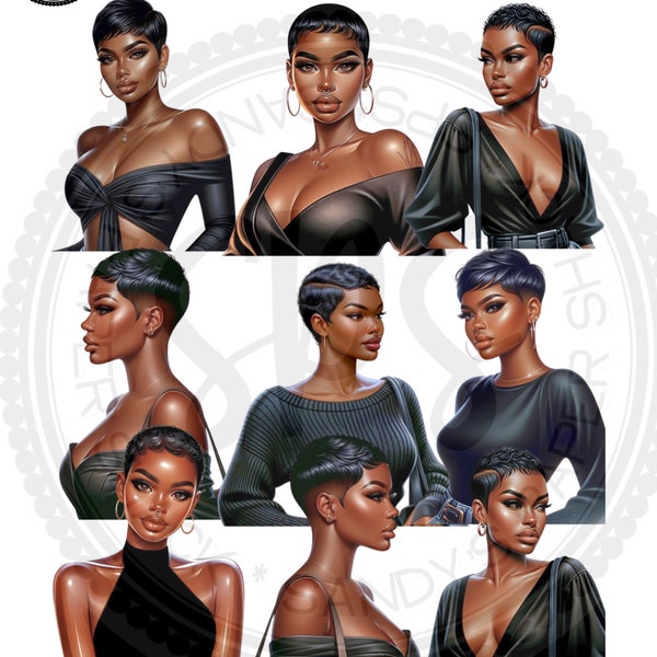 Black Beauty with Short Hair Stickers, Sassy Short Hair, Black Beautiful Divas