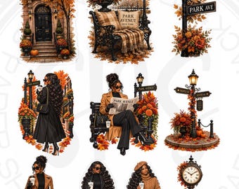 Park Ave in Autumn Stickers, Fall Ladies