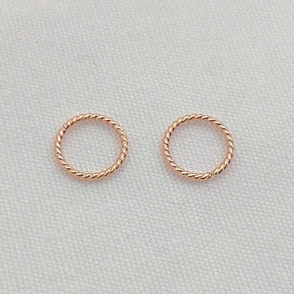 Twisted 14k Rose Gold Fill Helix Piercing Rook Tragus Daith Cartilage snug fit Earlobe Nose Hoop Ring Septum Ring 20 Gauge Unbridled Essence