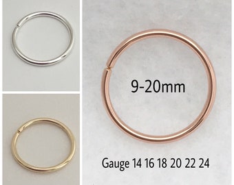 9-20mm Conch Piercing Earring Orbit Piercing Hoop Earring Lobes 14 16 18 20 22 24 Gauge Nose Ring Septum Lip Belly button ring 14k Rose Gold