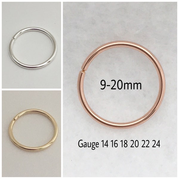 Gauge 14 16 Conch earring hoop earring - Orbital Piercing ring- Rose Gold Nose Ring - Septum ring - Lip ring - Belly button ring