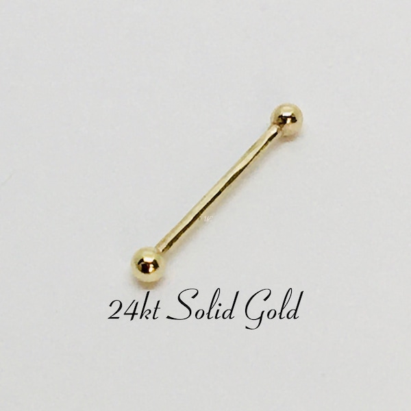 Nose Bone 24kt gold Nose Stud 1mm nose pin Nose Piercing Jewelry Nose Screw L Shape flat top UnbridledEssence®