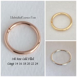 14g 16g 18 Conch Hoop Earring cartilage earring Orbital piercing 14k Rose Gold Daith Septum Nose Ring Helix 11 mm Rook Tragus body piercing image 6