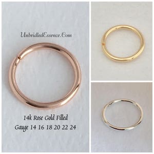 5~15 mm Gauge 14 16 18 20 14k Rose Gold Conch Hoop Orbit Piercing ring rook daith Septum Nose Ring Cartilage Helix Unbridled Essence®