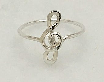 Silver.925 Treble Clef Christmas Gift for her Music Ring G-Clef Ring Mom Teens Best friends Grandma Friendship Ring Unbridled Essence