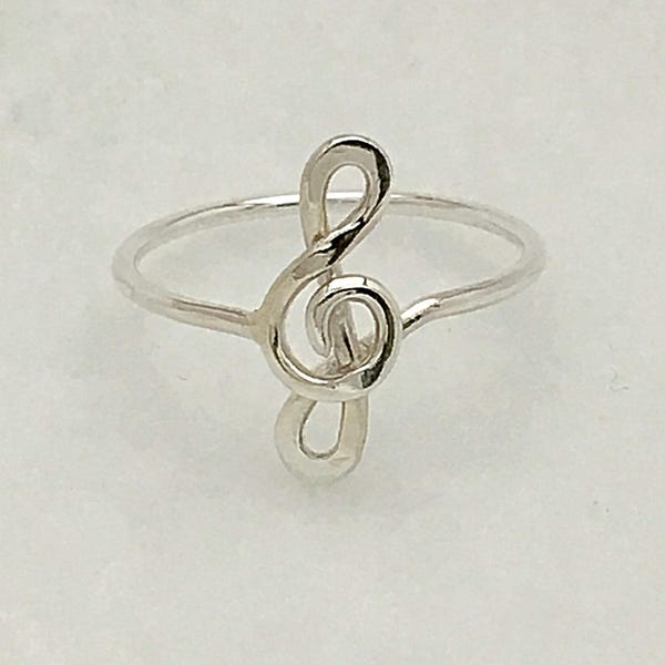 Silver.925 Treble Clef Christmas Gift for her Music Ring G-Clef Ring Mom Teens Best friends Grandma Friendship Ring Unbridled Essence