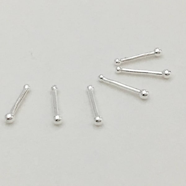 20Ga Nose Bone Tiny ball Nose Stud  Fine Silver .999 Fishtail L Shape Stud Earring Tragus Helix Piercing Jewelry 5 6 7 8 mm