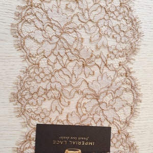 Adorno de encaje marrón, encaje francés Jean Bracq, encaje Chantilly, encaje para lencería, encaje para bodas, encaje para novias, se vende por metro MK00448