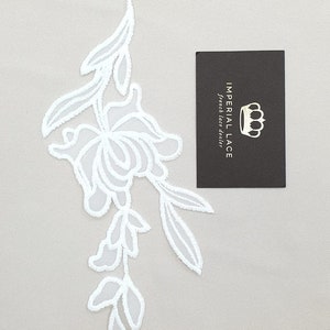 Aplique de encaje floral blanco para vestido de novia, parches de encaje floral, aplique de encaje, parche de encaje para vestido de novia, encaje de novia blanco A00145