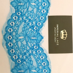 Blue lace trim, French lace trim, Bridal lace, Lingerie Lace, Scalloped lace, Floral Lace, Blue lace, Evening dress lace, MK00632