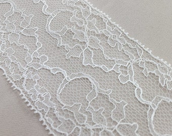 Weiße Chantilly-Spitzenborte, Brautkleid, Hochzeitskleid, 6 cm Bogenkante