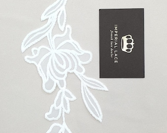 White Floral lace applique for bridal dress, Flower lace patches, Lace applique, Wedding dress lace patch, White bridal lace A00145