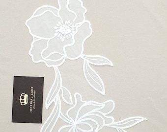 White Floral lace applique for bridal dress, Flower lace patches, Lace applique, Wedding dress lace patch, White bridal lace A00144