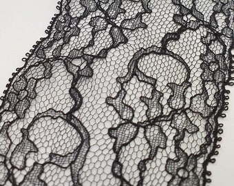 Black Lace Trim, Chantilly Lace, French Lace, Bridal Gown lace, Wedding Lace, Black Lace, Veil lace, Cotton lace, Lingerie Lace MM00250