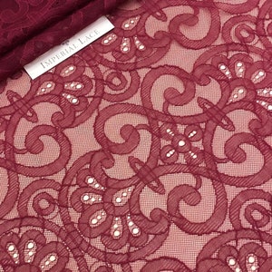 Rote Spitze, Chantilly Spitze, Französische Spitze, Hochzeitsspitze, Brautspitze, Rote Spitze, Imperial Spitze, Wäschespitze, Spitze Meterware K00566