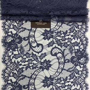 Blue Lace Trim, Solstiss French Lace, Chantilly Lace trim, Bridal Gown lace, Wedding Lace, Scalloped Lace, Veil lace, Lingerie Lace MK00649