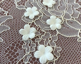 Champagne Fabric Flowers, 3D Bridal Hair Pins, Set of 5