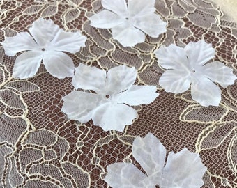 White bridal fabric flowers, bridal fabric, flowers, hair pins, hair accessories, bridal accessories, wedding accessories P0018