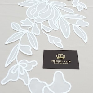 White Floral lace applique for bridal dress, Flower lace patches, Lace applique, Wedding dress lace patch, White bridal lace A00142